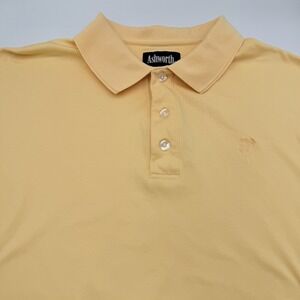 Ashworth Yellow Polo Shirt Mens Size XL 100% Pima Cotton Button Up Collar
